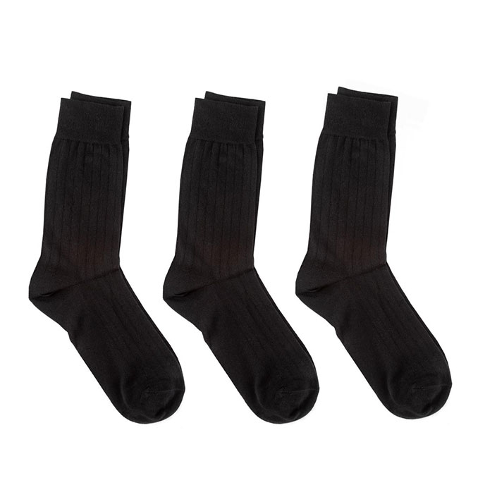 totes Mens Italian Cotton Rich Ankle Socks  (Triple Pack) Black Extra Image 2
